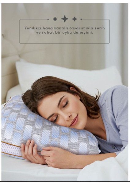 2 Adet Klimalı Yastık,pamuk Viskon Kumaşlı ve Cilt Dostu Yastık Hava Kanallı, Fermuarlı 1.kalite Silikon fırsatları