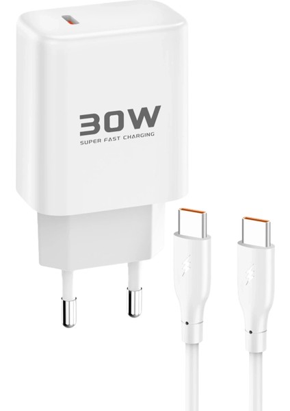 Joko JK89 30W Type-C Çıkışlı Ekstra DC67 1m Type-C To Type-C Kablolu Pd Şarj Cihazı - Beyaz