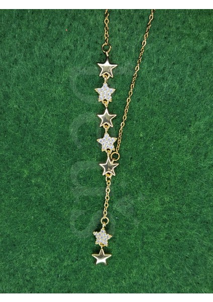 - Kayan Yıldız Detaylı Gold Kaplama Çelik Kolye modelleri