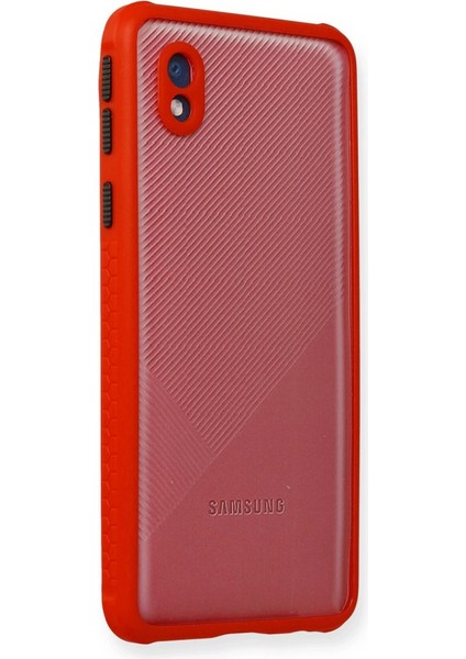 Samsung Galaxy A01 Core Kılıf Miami Şeffaf Silikon - Kırmızı