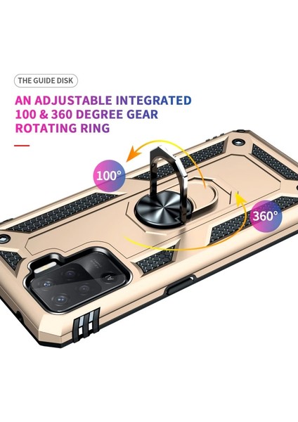 Oppo Reno 5 Lite Kılıf Sofya Yüzüklü Silikon Kapak - Gold