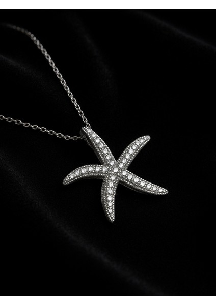 925 Ayar Gümüş Zirkon Taşlı Deniz Yıldızı Kolye – Fitliva