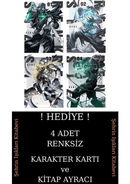 Renksiz 1-2-3-4 Manga Seti (4 Kitap) / 4 Adet Renksiz Karakter Kartı ve Kitap Ayracı Hediye
