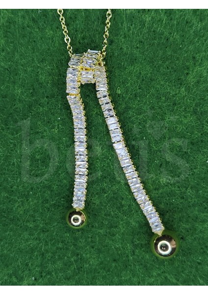 - Zirkon Baget Taşlı Sallantılı Gold Kaplama Çelik Y Kolye modelleri