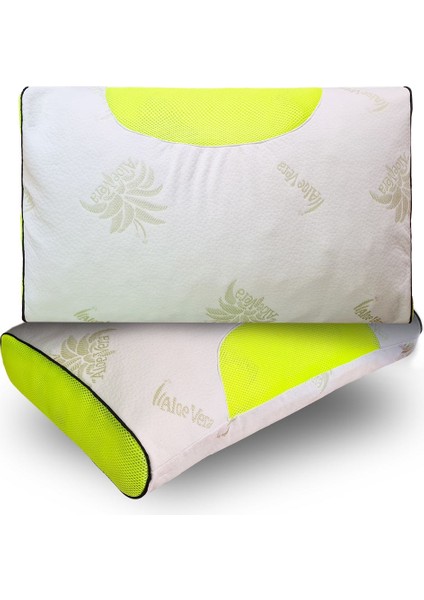 2 Adet Gold Serisi Visco Ortopedik Yastık,hava Kanallı Aloevera Kumaşlı Terleme Önleyici Boyun Destekli Yastık