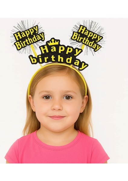 Doğum Günü Kutlaması Için Sarı Taç – Işıltılı Yazılı Parti Tacı