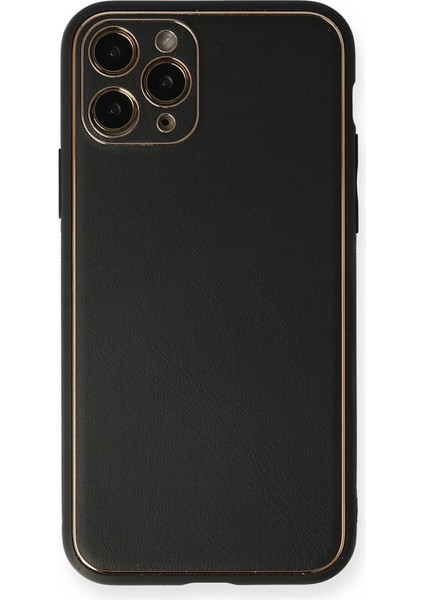Iphone 11 Pro Max Kılıf Coco Deri Silikon Kapak - Siyah