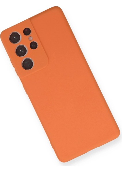 Samsung Galaxy S21 Ultra Kılıf Nano Içi Kadife Silikon - Turuncu modelleri