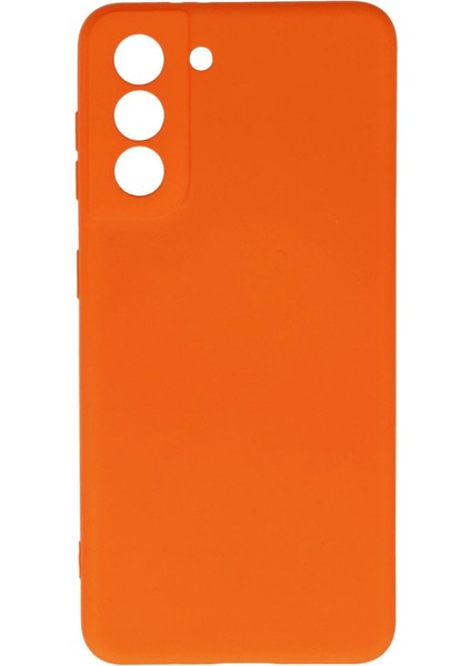 Samsung Galaxy S21 Kılıf Nano Içi Kadife Silikon - Turuncu