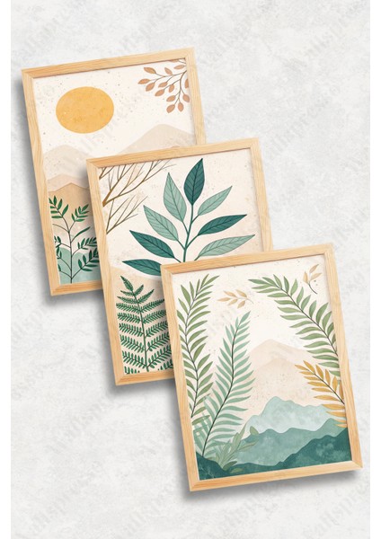 Ahşap Çerçeveli Tablo Seti - 3'lü Tablo - Çerçeveli Poster - Duvar Tablosu - Salon Yatak Odası Tablo fiyatları