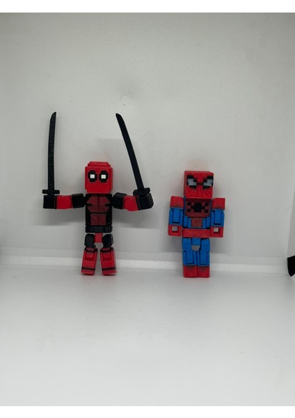 Öümcek Adam-Deadpool Minecrafttemalı Hareket Eklemli Oyuncak Figür