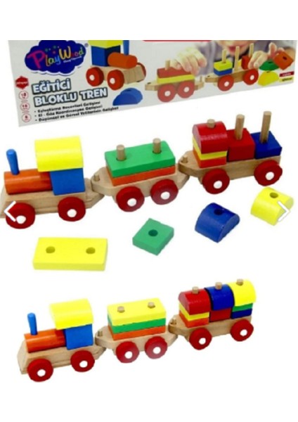 Playwood Oyuncak Ahşap Tren Bultak Tren Geometrik