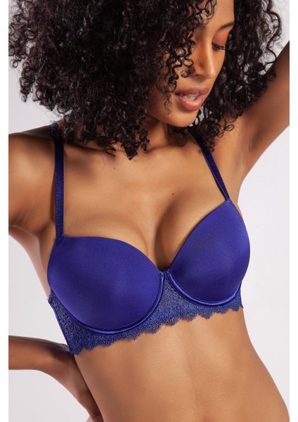 Garland Big Size Plunge Bra, Saks Mavi Konforlu ve Şık Sütyen