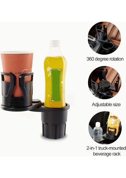 2’si 1 Arada Ayarlanabilir Araç Bardak Tutucu, Genişleyebilir Üst Kısım 3”-6.2”, Şişe A