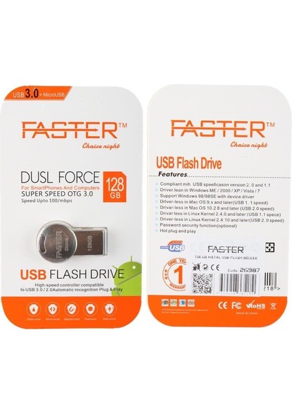 128 GB Dusl Serisi USB 3.0 Yüksek Hızlı Metal Flash Bellek fırsatları