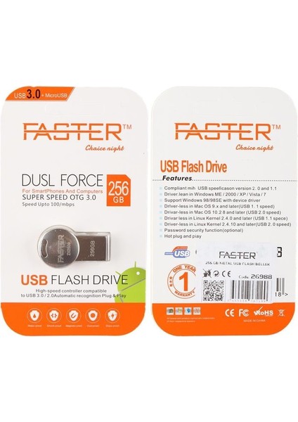256 GB Dusl Serisi USB 3.0 Yüksek Hızlı Metal Flash Bellek fırsatları