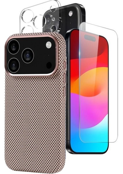 iPhone 17 Pro Kılıf Nekst Multi 3lü Karbon Set Kılıf Ekran Koruyucu Kamera Koruyucu