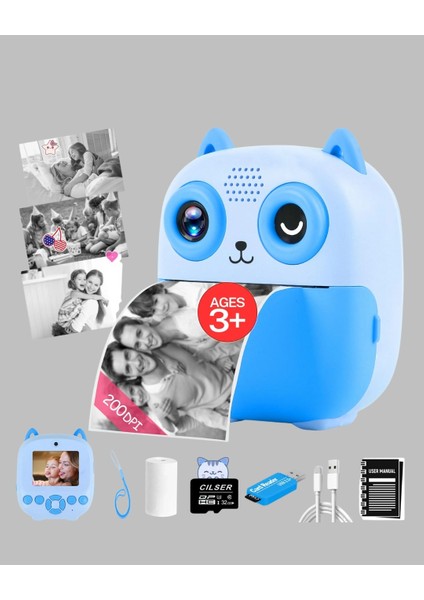 Buğz Anında Baskı Özellikli Çocuk Kamerası 48MP 1080P Çift Lens 32GB Destekli modelleri