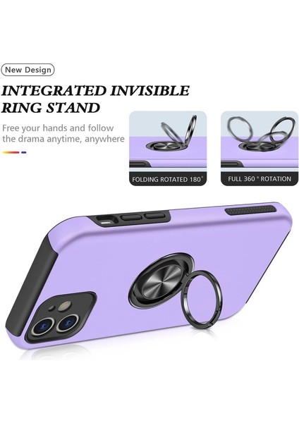 Iphone 12 Kılıf Elit Yüzüklü Kapak - Mor modelleri