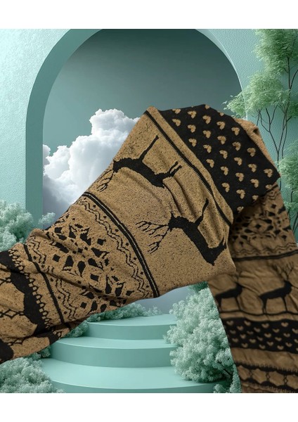 Emily 40 Den Geyik ve Kış Konsept Tasarımlı Pamuk Ağlı Desenli Külotlu Çorap indirimleri