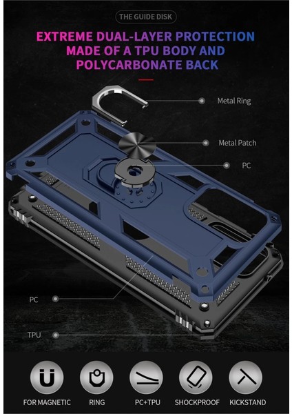 Samsung Galaxy A72 Kılıf Sofya Yüzüklü Silikon Kapak - Lacivert