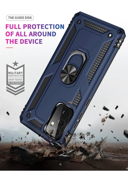 Samsung Galaxy A72 Kılıf Sofya Yüzüklü Silikon Kapak - Lacivert