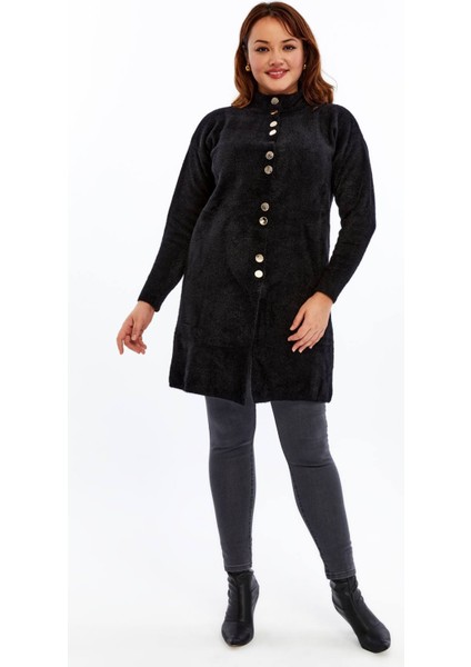 Triko Büyük Beden Kadın Kaban Yumuşak Kalın Yüksek Kalite Uzun Kışlık Siyah Anne Hırka fiyatları