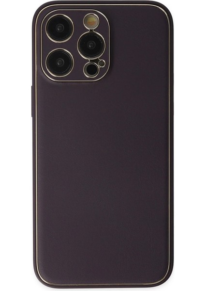 Iphone 13 Pro Kılıf Coco Deri Silikon Kapak - Derin Mor