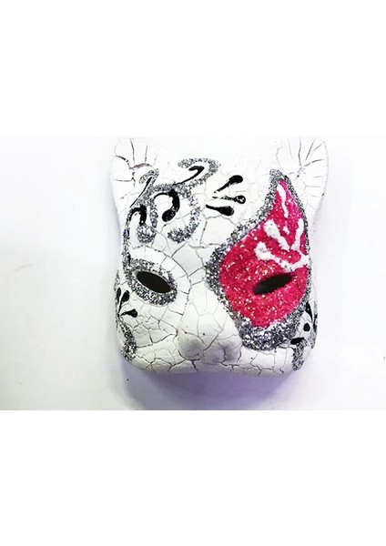 Pembe Renk Işlemeli Seramik Malzemeden Imal Venedik Kedi Model Magnet