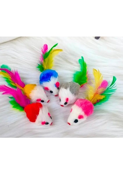 Dört Adet Çok Renkli Kedi Oyuncak Fare