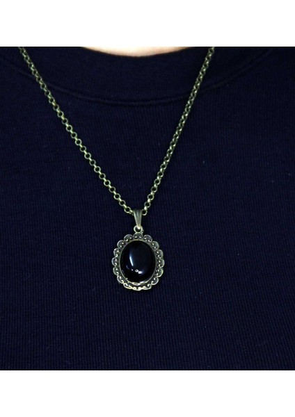 Doğal Taş Oniks Doğal Taşlı Desenli Otantik Kadın Kolye 45 cm Zincirli EUK27O modelleri