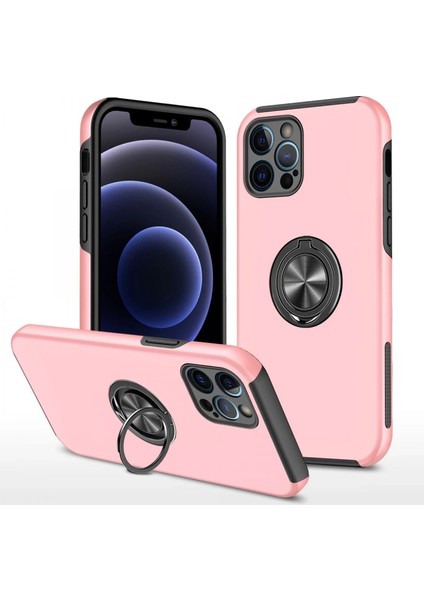 Iphone 12 Pro Kılıf Elit Yüzüklü Kapak - Pembe