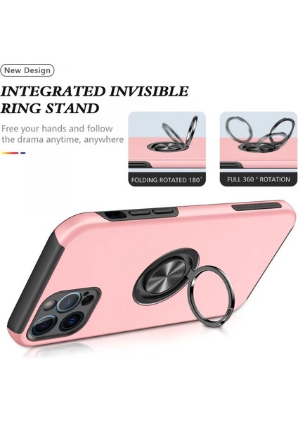 Iphone 12 Pro Kılıf Elit Yüzüklü Kapak - Pembe modelleri