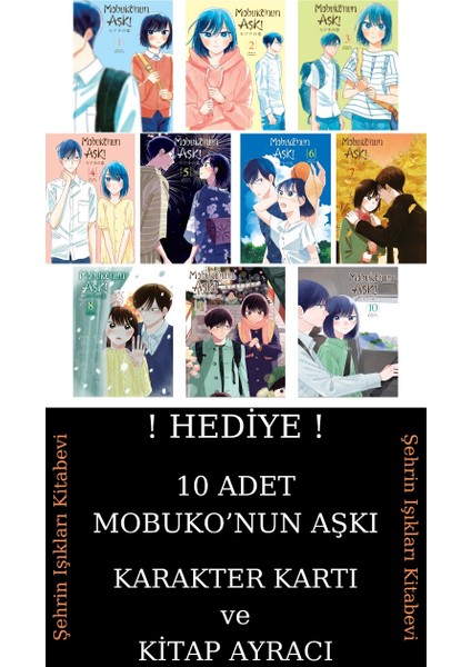 Mobuko'nun Aşkı 1-2-3-4-5-6-7-8-9-10 Manga Seti (10 Kitap) / 10 Adet Mobuko'nun Aşkı Karakter Kartı ve Kitap Ayracı Hediye