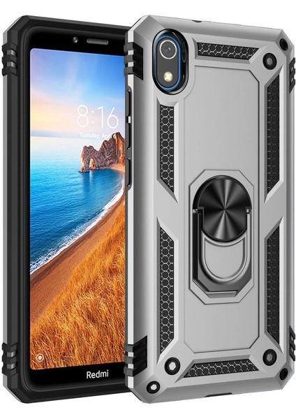 Xiaomi Redmi 7A Kılıf Sofya Yüzüklü Silikon Kapak - Gümüş