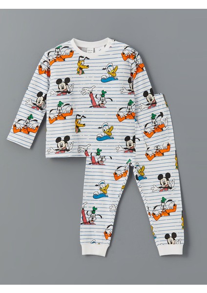 Yeni Sezon Mickey Mouse Baskılı Erkek Bebek Pijama Takımı