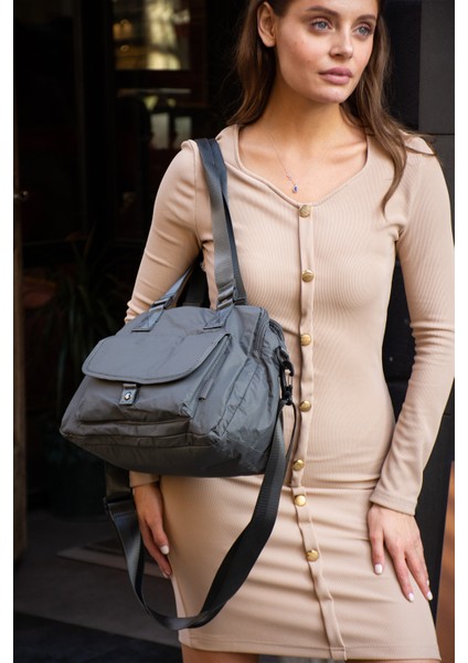 Sn 6016 Kadın Suya Dayanıklı Paraşüt Kumaş El Omuz Çantası Kol Çantası Çapraz Çantası