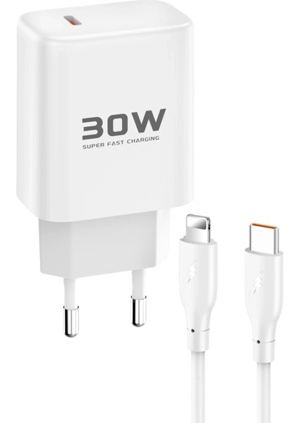 Joko JK89 30W Type-C Çıkışlı Ekstra DC66 1m Type-C To Lightning Kablolu Pd Şarj Cihazı - Beyaz