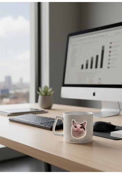 Gülen Kedi-Düzelicez Inşallah Baskılı Porselen Kupa-D Kulplu Kupa-Hediye-Ofis-Motto fiyatları