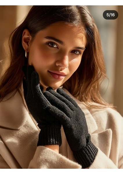 Siyah Kışlık Tiriko Kadın Eldiven Siyah Eldiven