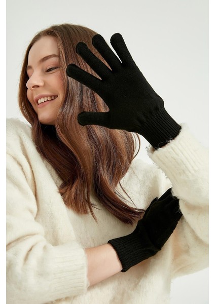 Siyah Kışlık Tiriko Kadın Eldiven Siyah Eldiven modelleri