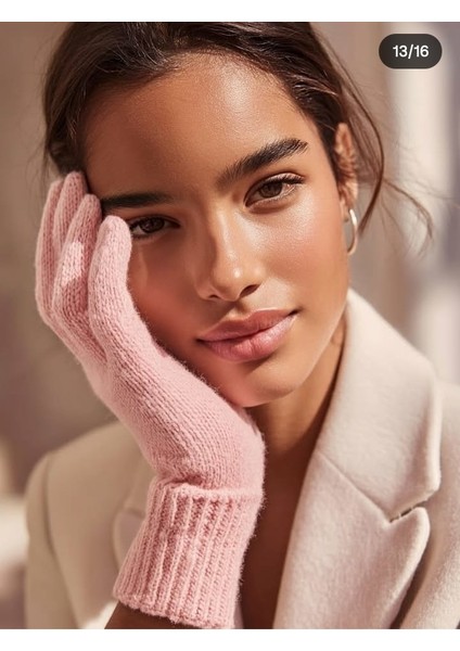 Kışlık Tiriko Kadın Eldiven Pembe Eldiven