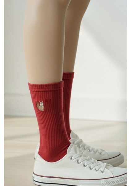 Sevimli Hayvan Nakışlı Pamuklu Kışlık Yazlık Desenli 4 Renk Soket Çorap Seti fırsatları