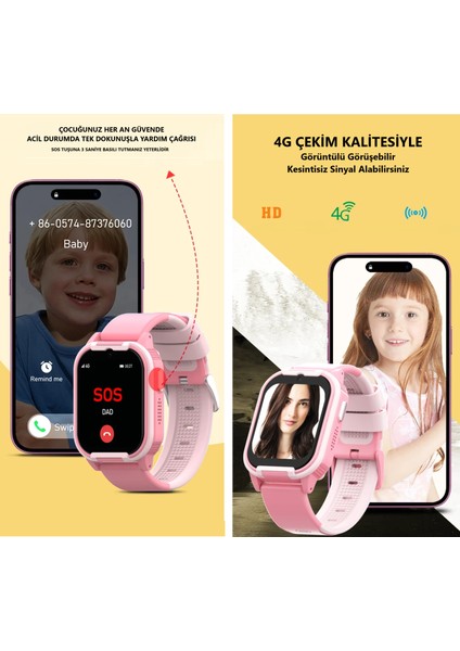 CT24 Mini Sim Kartlı 4g Video Görüşme Gps Takip Saati