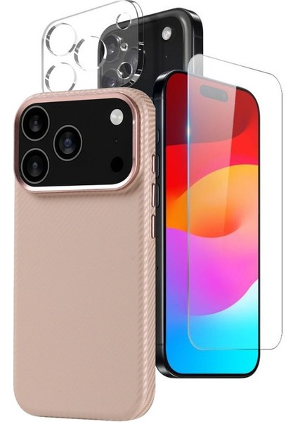 iPhone 17 Pro Kılıf Nekst Multi 3lü Karbon Set Kılıf Ekran Koruyucu Kamera Koruyucu