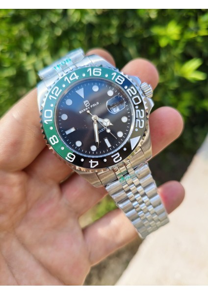 Gmt Master Model Jubile Kordon Yeşil Siyah Sprite Renk Bezel 904L Çelik, Vidalı Tepe 5 Atm Su Geçirmez Erkek Saat fırsatları
