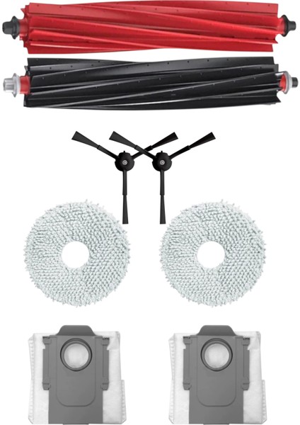 Roborock Qrevo Master Robot Süpürge Uyumlu Siyah Yan Fırçalı 8'li Yedek Parça Seti