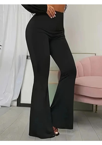 Kadın Yüksek Bel Ispanyol Paça Dalgıç Pantolon