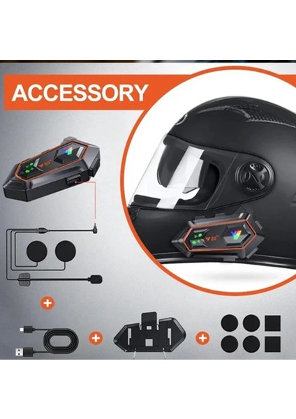 Y20 2x 1000M Telsiz Mesafeli 2 Kişi Bağlantılı Bluetooth Kask Kulaklık Fenerli Intercom indirimleri