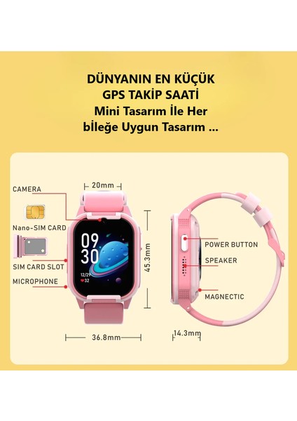 CT24 Mini Sim Kartlı 4g Video Görüşme Gps Takip Saati